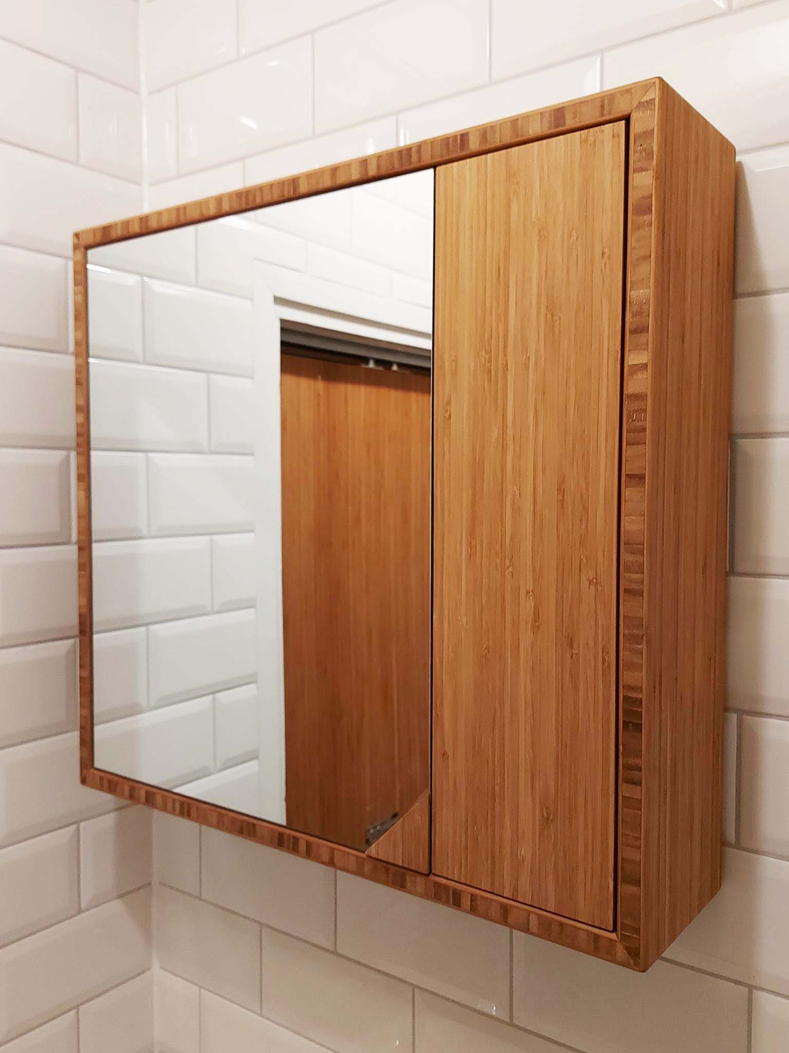 Bamboe badkamerkastje met spiegel